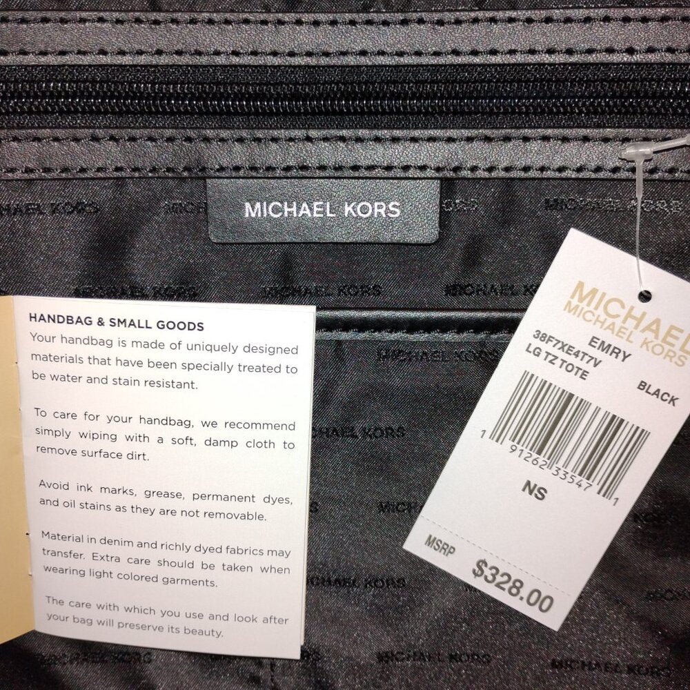 Michael Kors Emry Zip Top Tote - Large ,Black/Gray Monogram - Picture 9 of 14